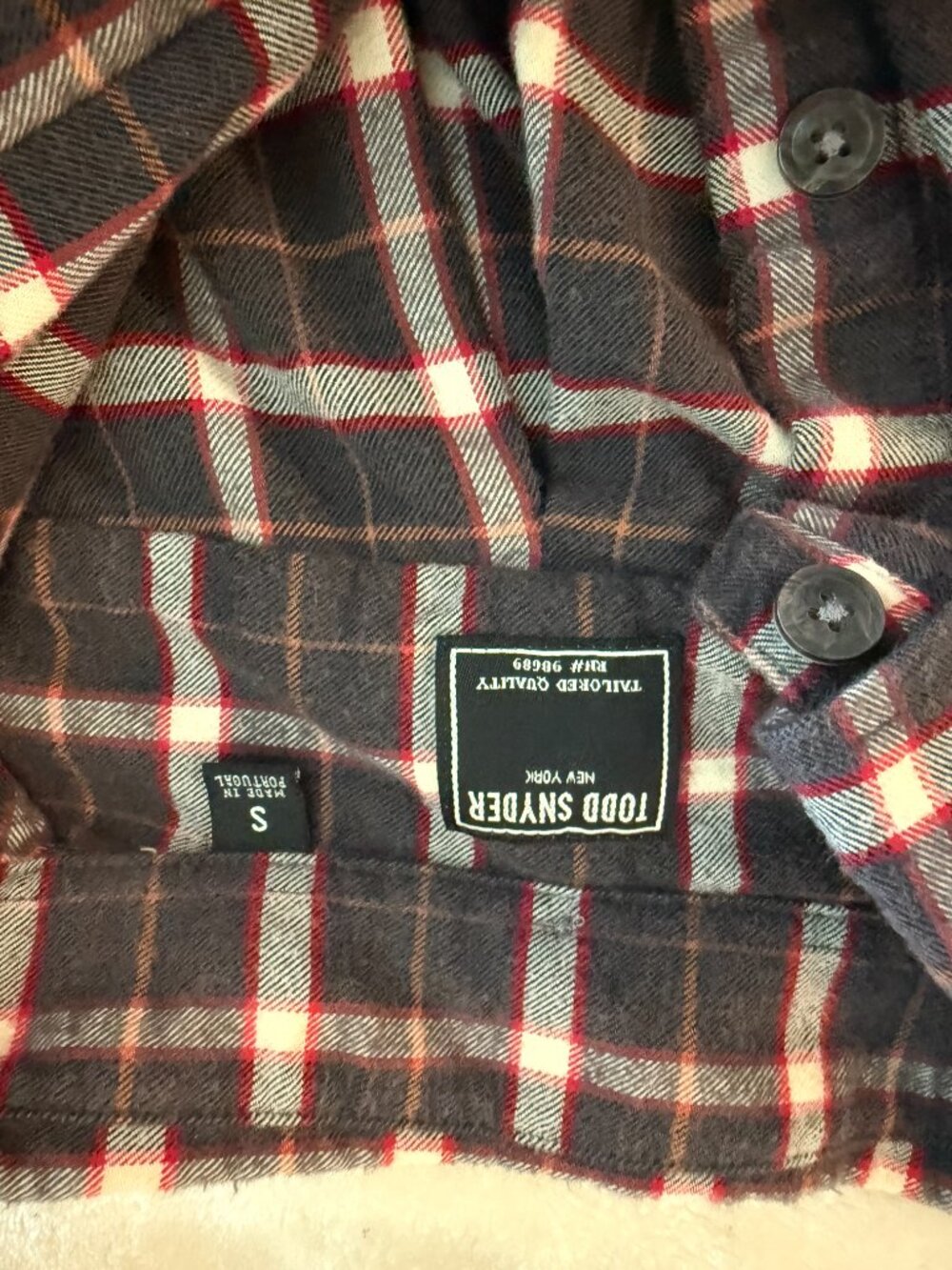 Todd Snyder One Pocket Flannel Shirt Red Black Plaid Buttoned Collar Small - Picture 3 of 15